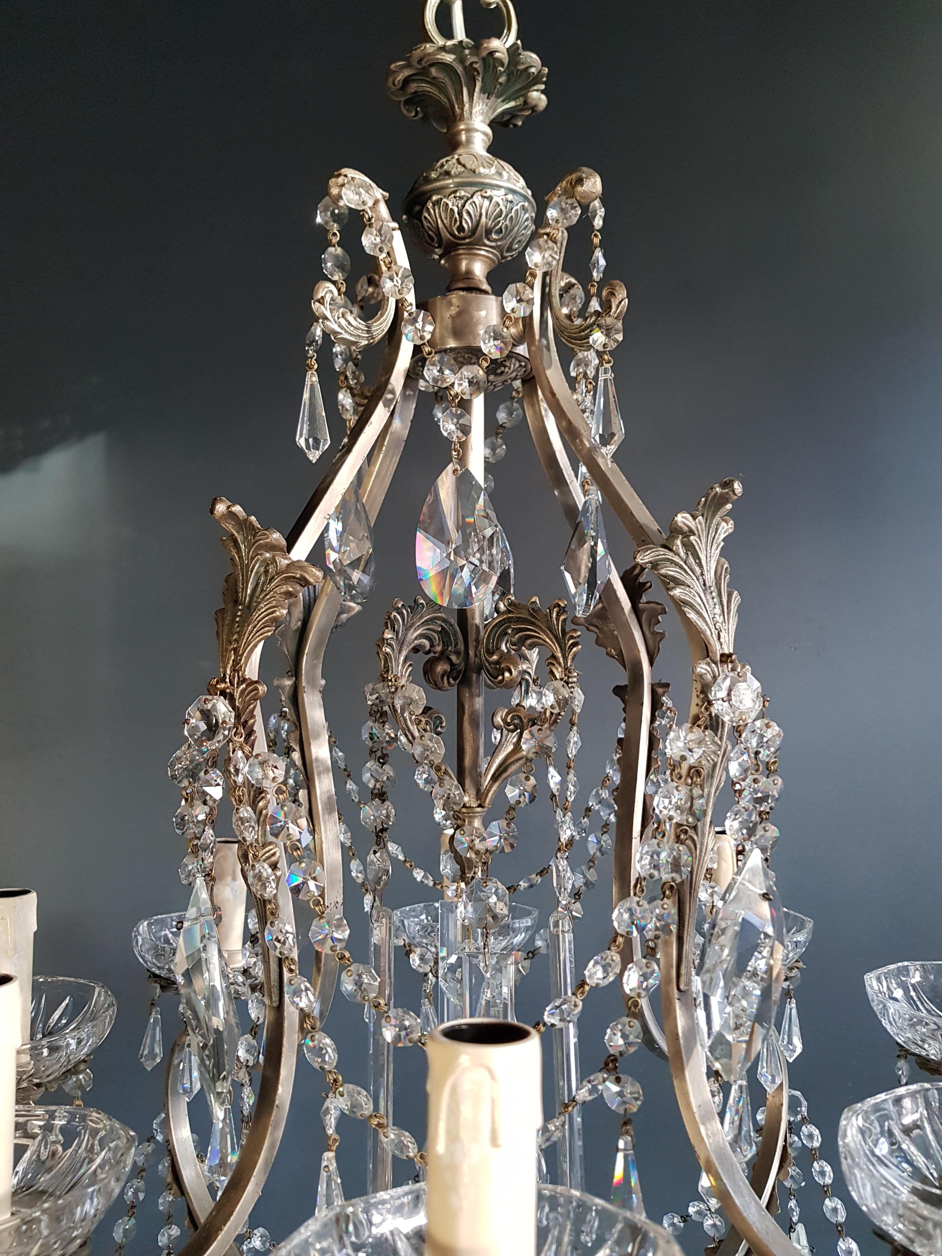 Hand-Knotted Silver Candelabrum Chandelier Crystal Antique Art Nouveau Pendant Lighting Lamp