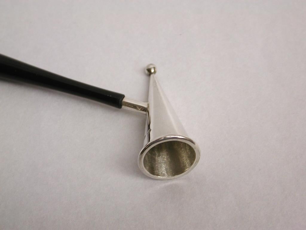 Modern Silver Candle Snuffer with Wooden Handle, Dated 1999, Millennium Hallmark London