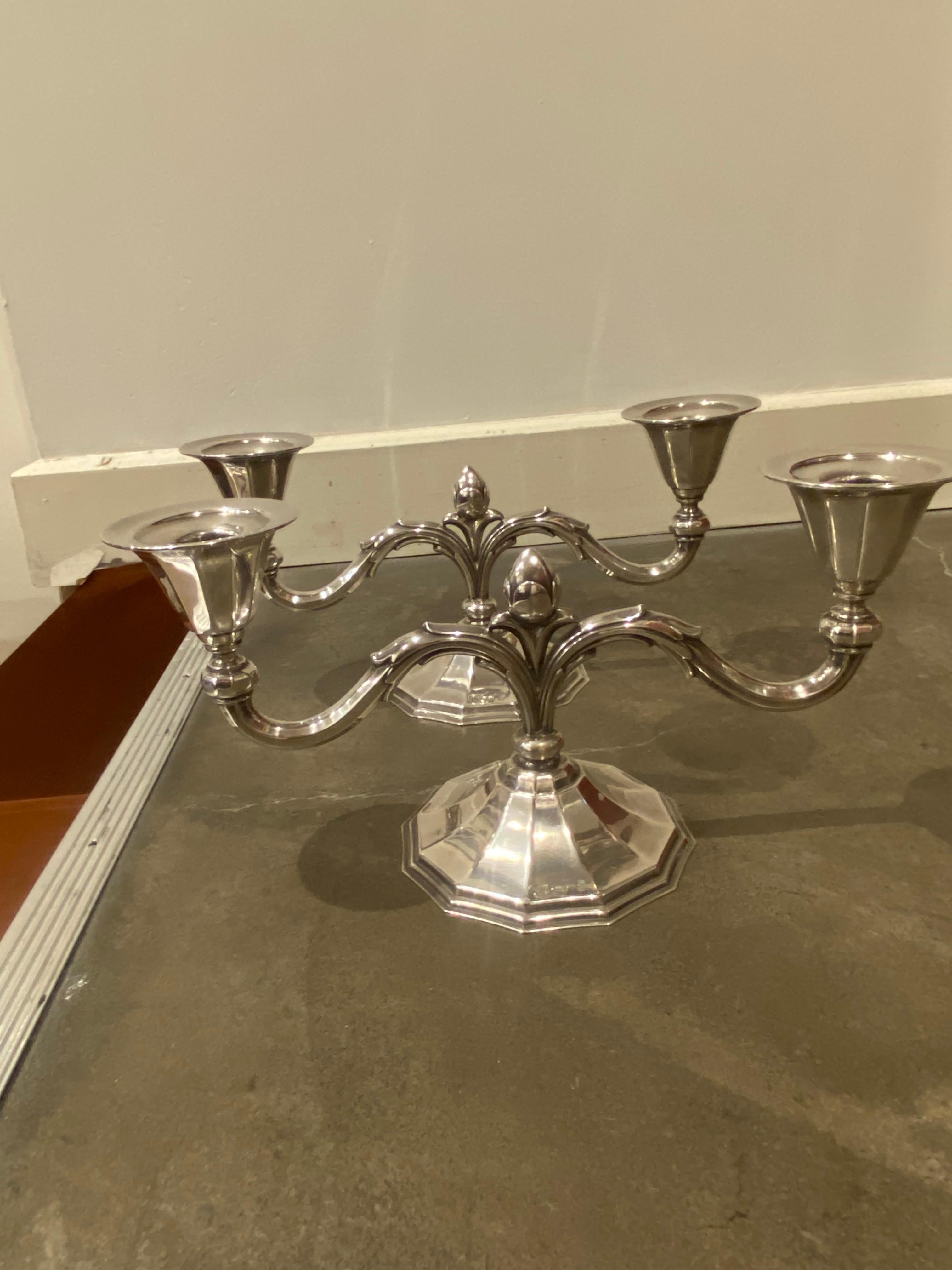 Silver Candle Sticks/Candelabras, Denmark c1937. Assay Master Johannes Siggaard. For Sale 6