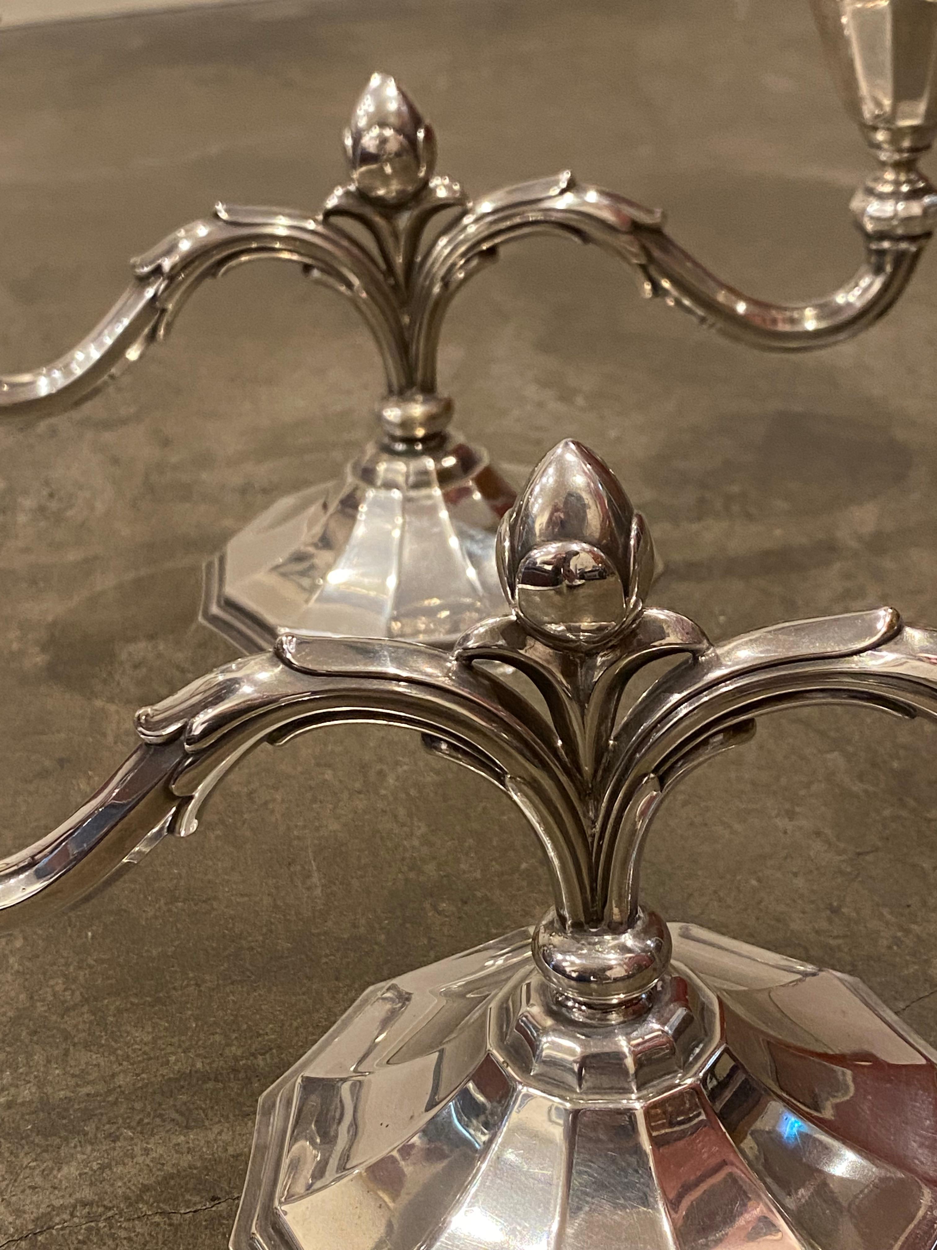 Silver Candle Sticks/Candelabras, Denmark c1937. Assay Master Johannes Siggaard. For Sale 5