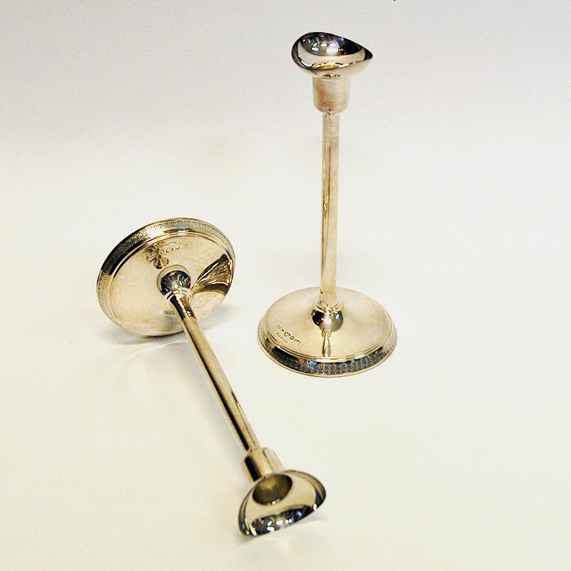 Swedish Silver Candleholder Pair by Ainar Axelsson for GAB, Sweden, 1967