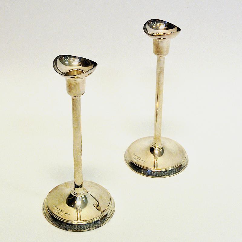 Polished Silver Candleholder Pair by Ainar Axelsson for GAB, Sweden, 1967