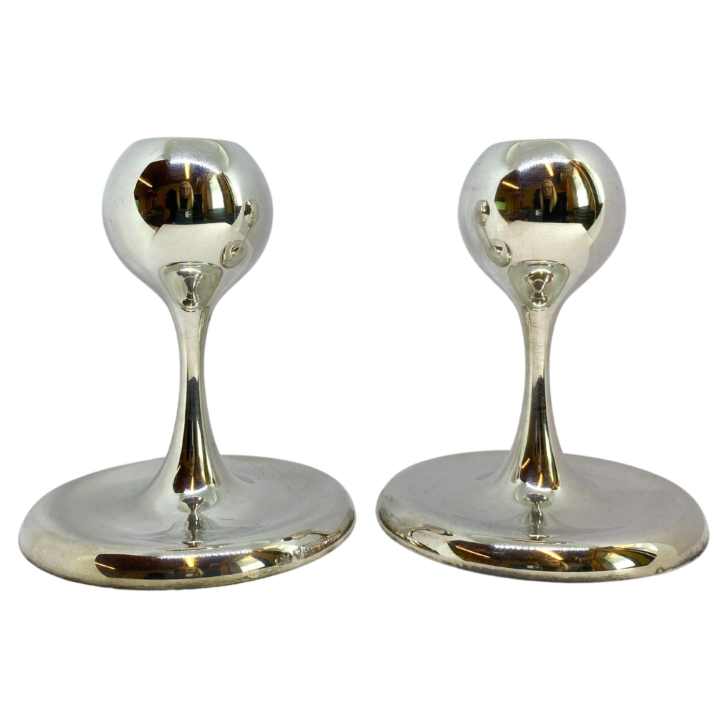Silver Candleholders from Finland For Sale