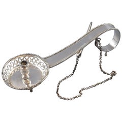 Antique Silver Candlestich or Candle Holder with Tongs or Tweezers, Barcelona, 19th c