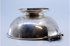 Silver candy box w/ engraved interior & shell handles w/ bird head