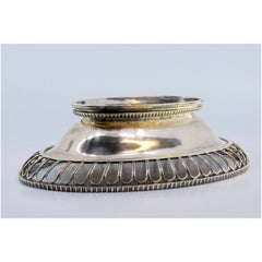 Silver candy box with cutouts and pearls on the rim