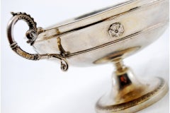 Silver candy box with scroll-shaped handles