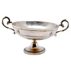 Silver candy box with scroll-shaped handles