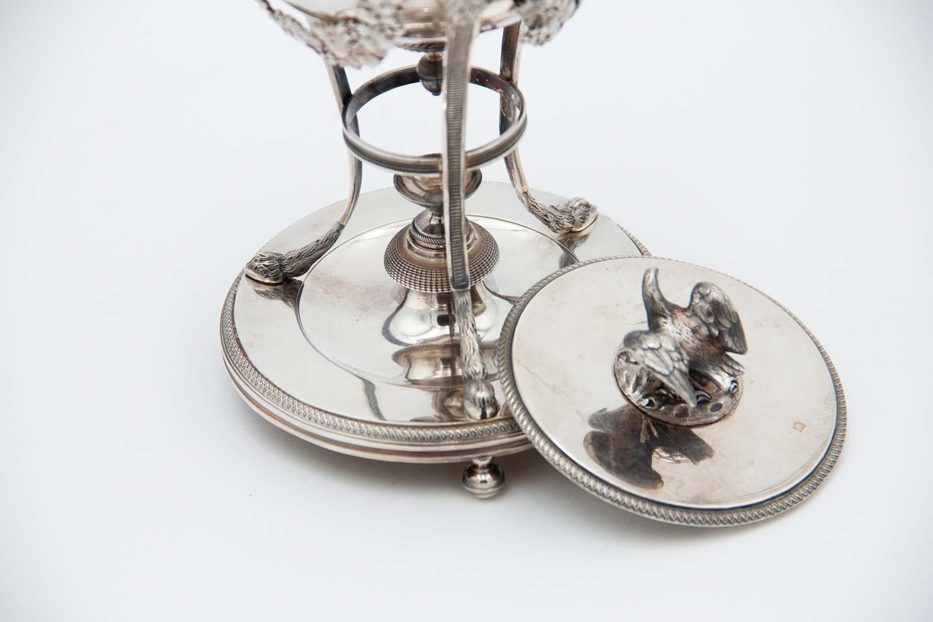 European Silver candy box with trims For Sale