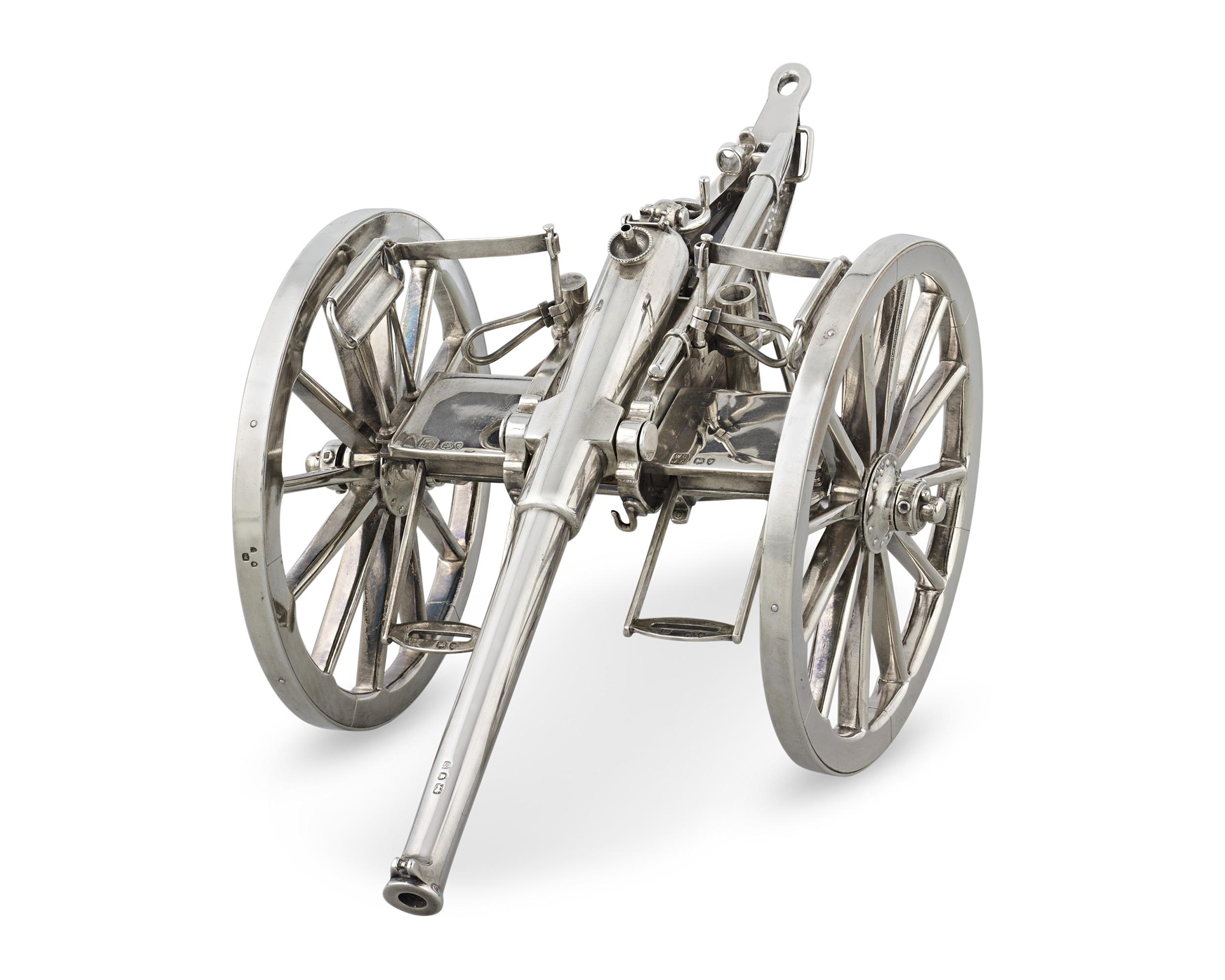 English Silver Cannon Lighter By Gibson & Langman