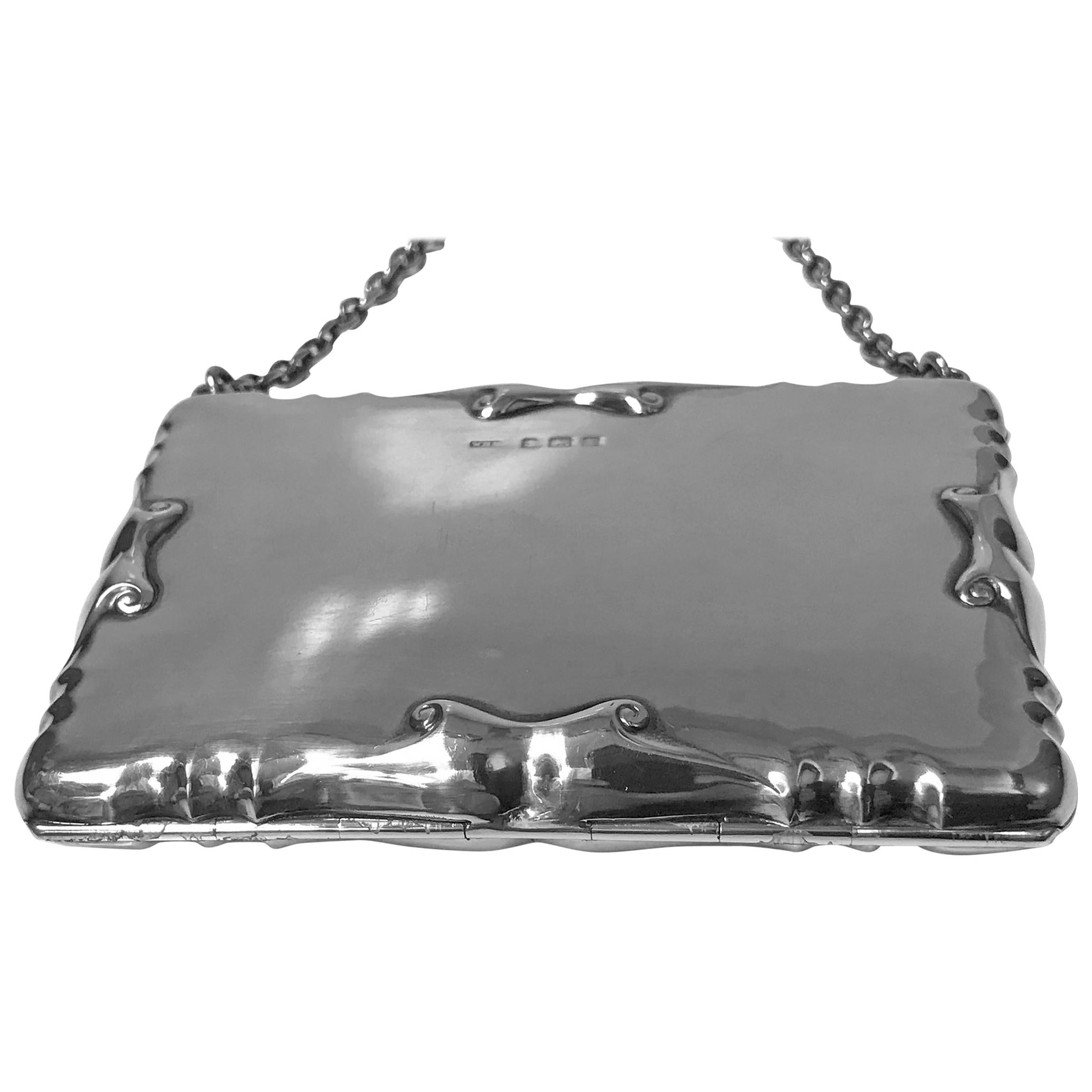 Silver Card Case Aide Memoire Purse Birmingham 1908 William Haseler For Sale