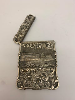 Silver card case by Edward Smith depicting Crystal Palace London