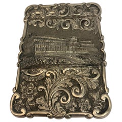 Antique Silver card case by Edward Smith depicting Crystal Palace London 