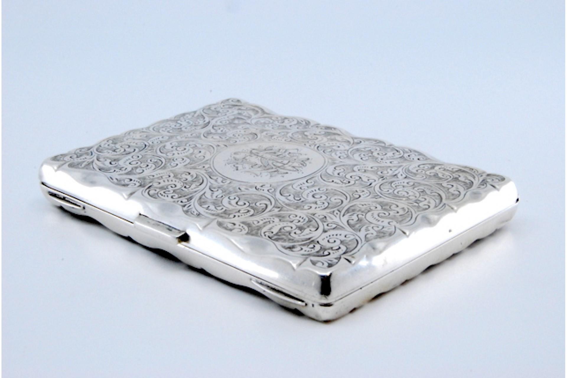 European Silver card case with compartments and mechanical pencil For Sale
