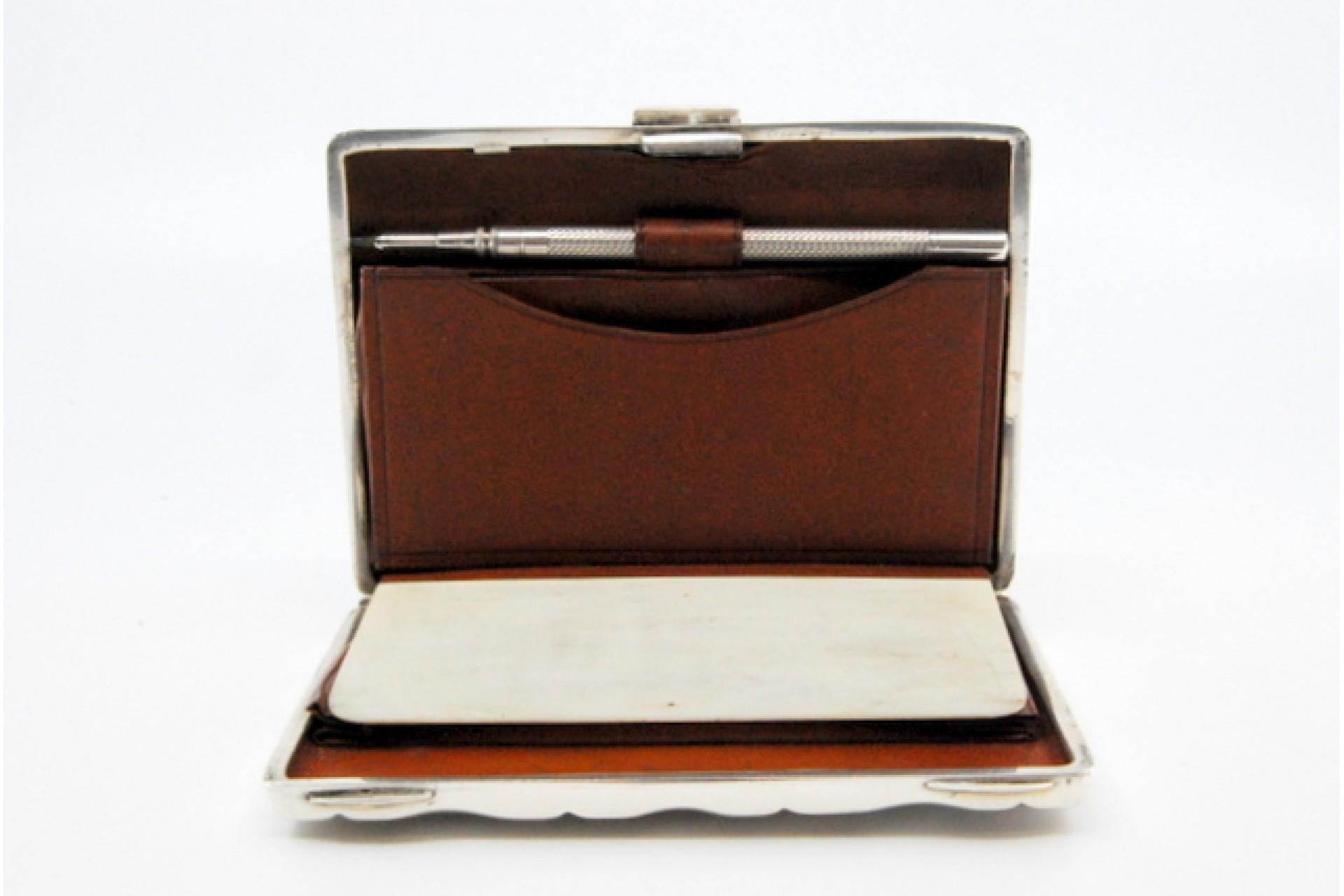 Silver card case with compartments and mechanical pencil For Sale 4