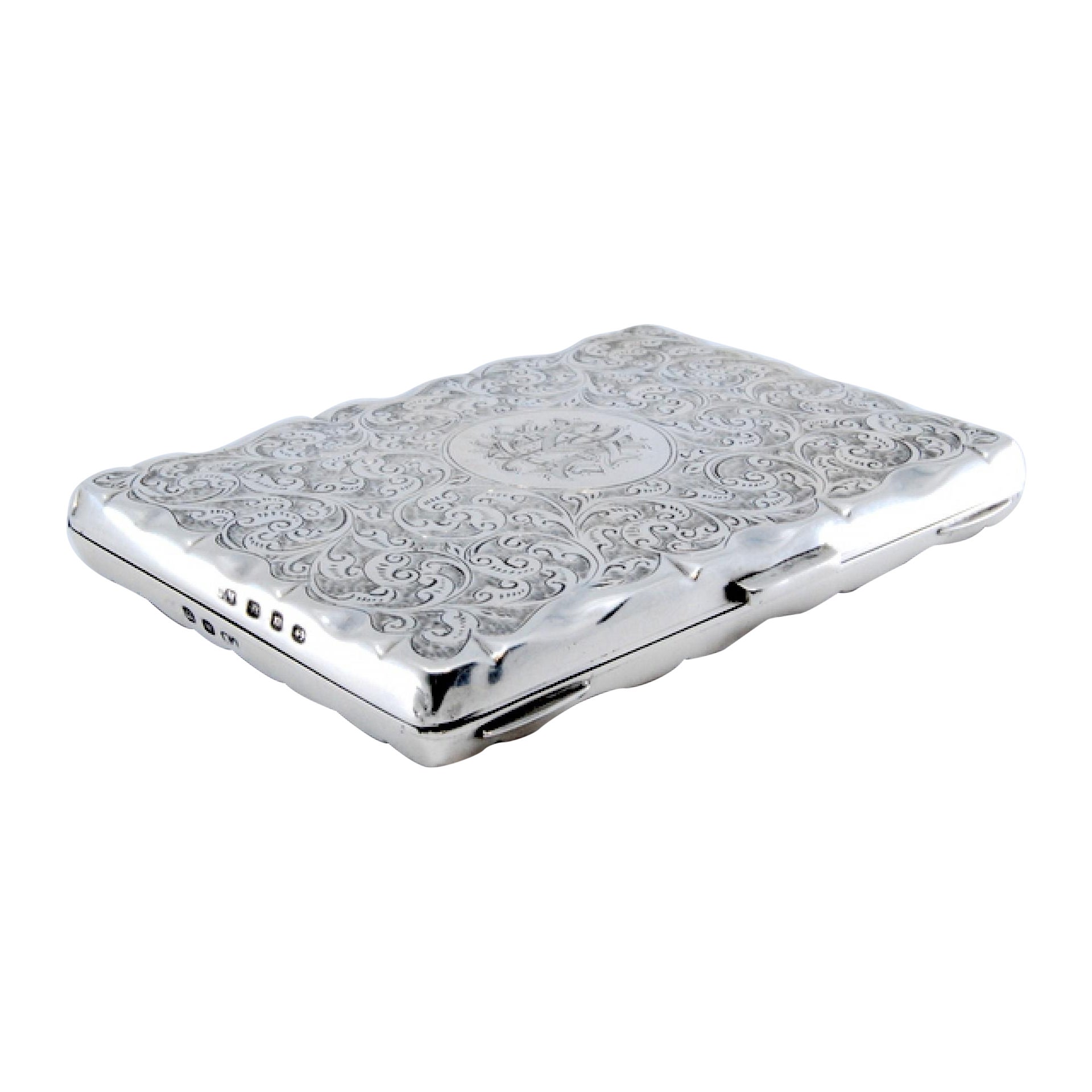 Silver card case with compartments and mechanical pencil For Sale