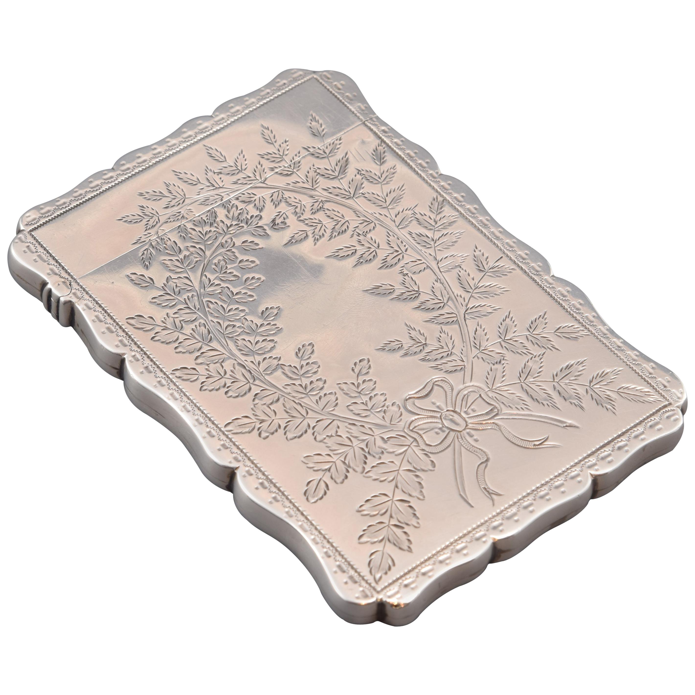 Silver Card Case, with Hallmarks, Robert Thornton, Birmingham, England, 1877