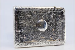 Silver card case with scrolls, garlands and hinged lid