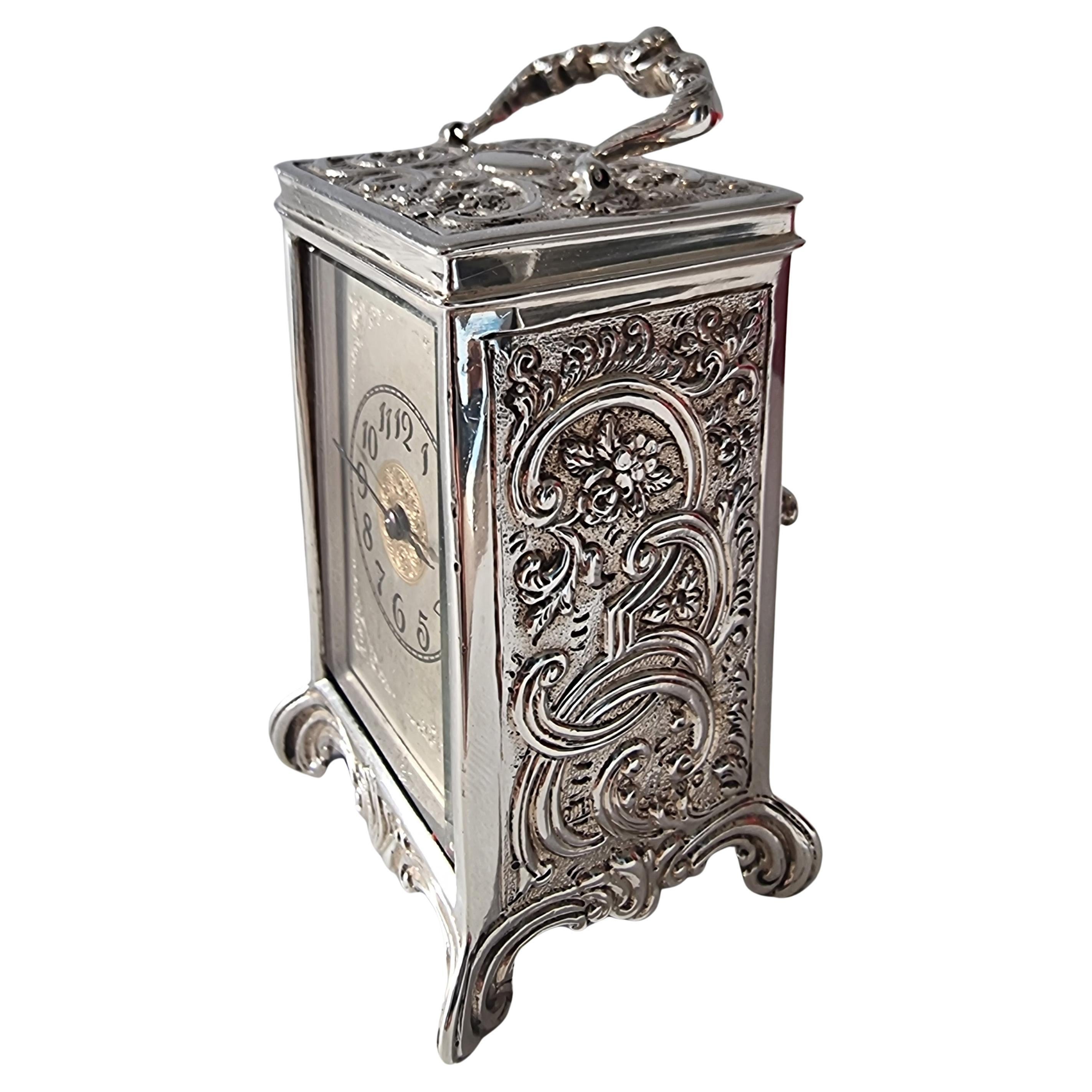 Orologio da carrozza in argento con cassa originale