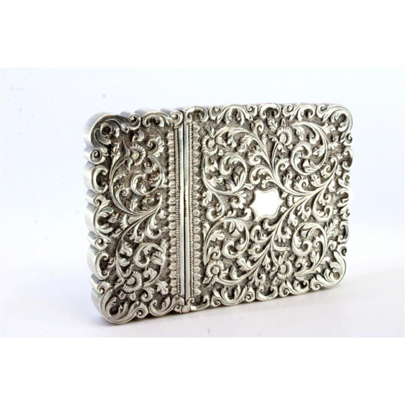 20th Century Silver carton box with reliefs and monogram with hinged lid For Sale