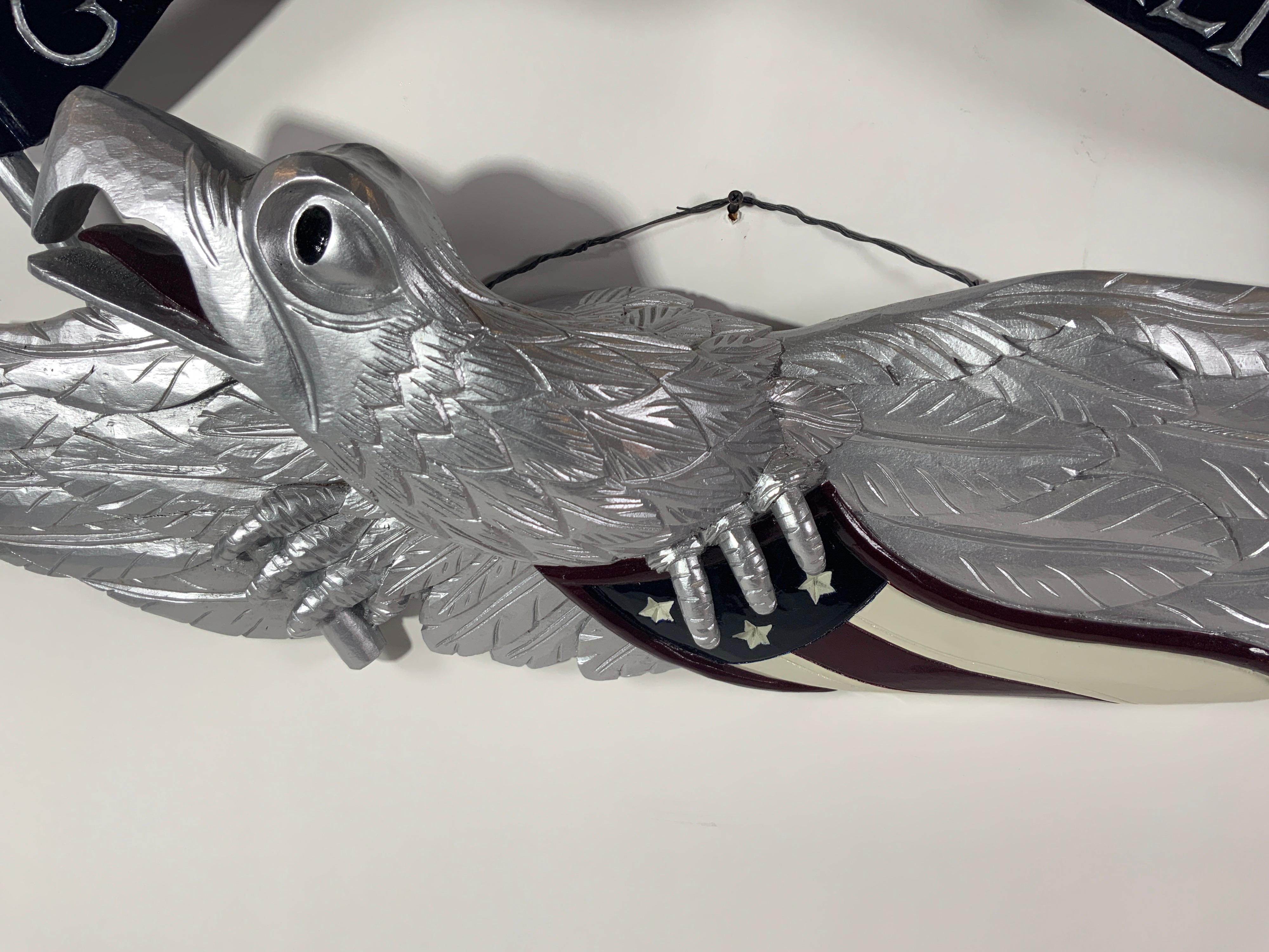 Contemporary Silver Carved Eagle 