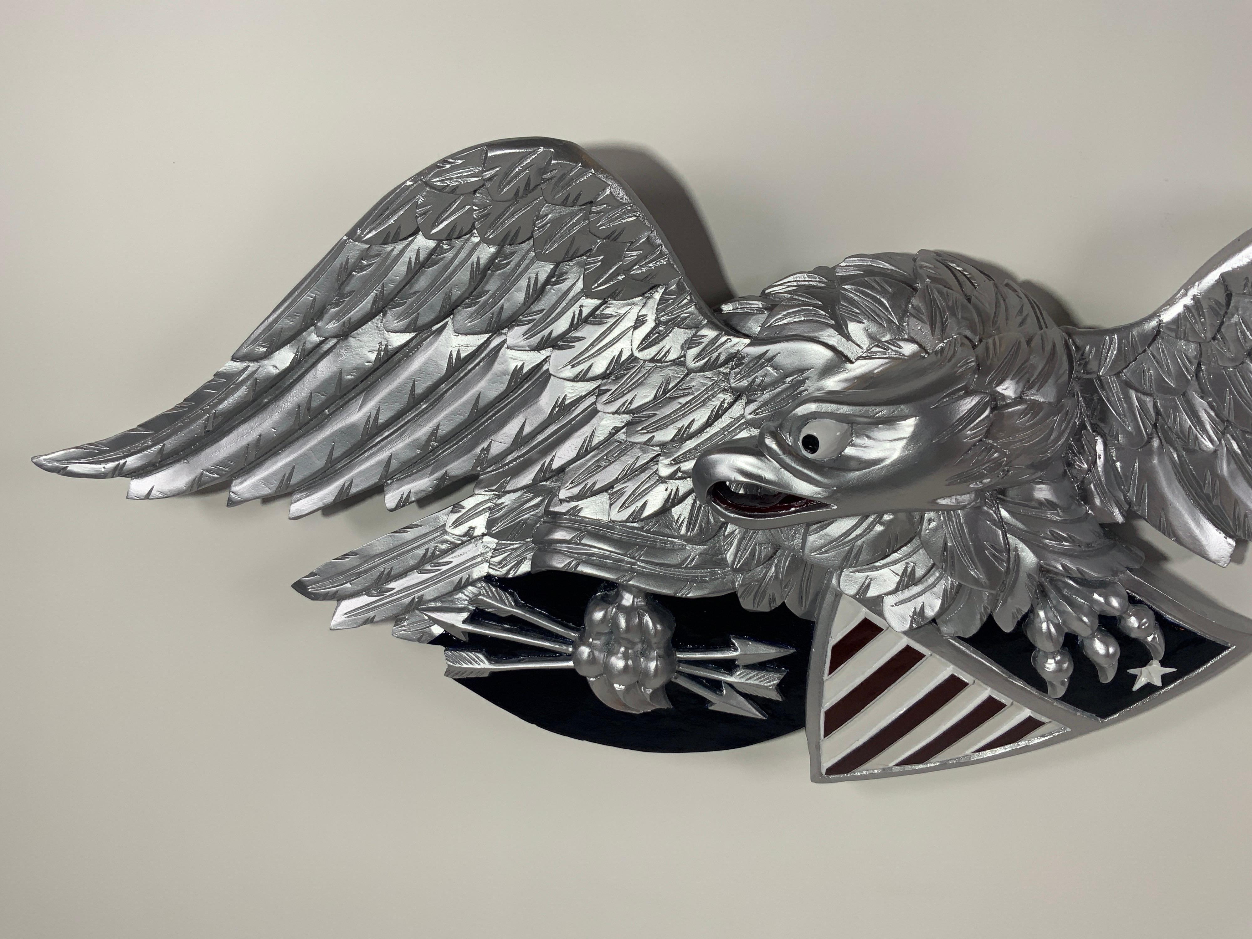 Contemporary Silver Carved Louisburg Eagle For Sale