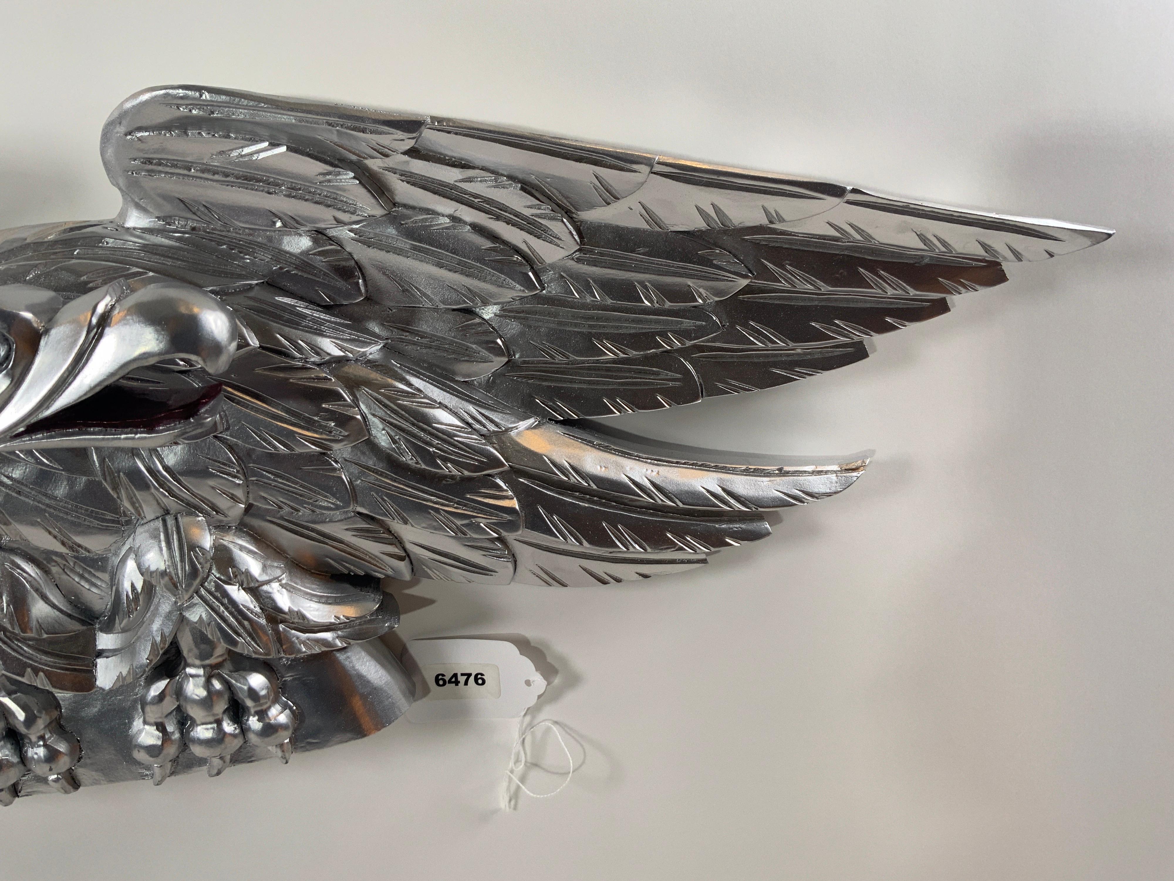 Contemporary Silver Carved Wood American Eagle For Sale