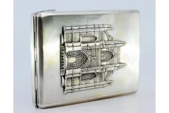 Silver case with Batalha Monastery relief and gilded interior