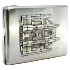 Silver case with Batalha Monastery relief and gilded interior