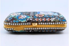 Silver case with cloisonné enamels, floral motifs and Russian-style swan