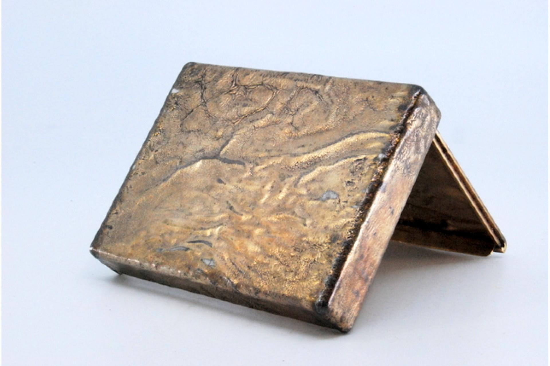 Silver case with dark blue lid appliqué and embossed box For Sale 4