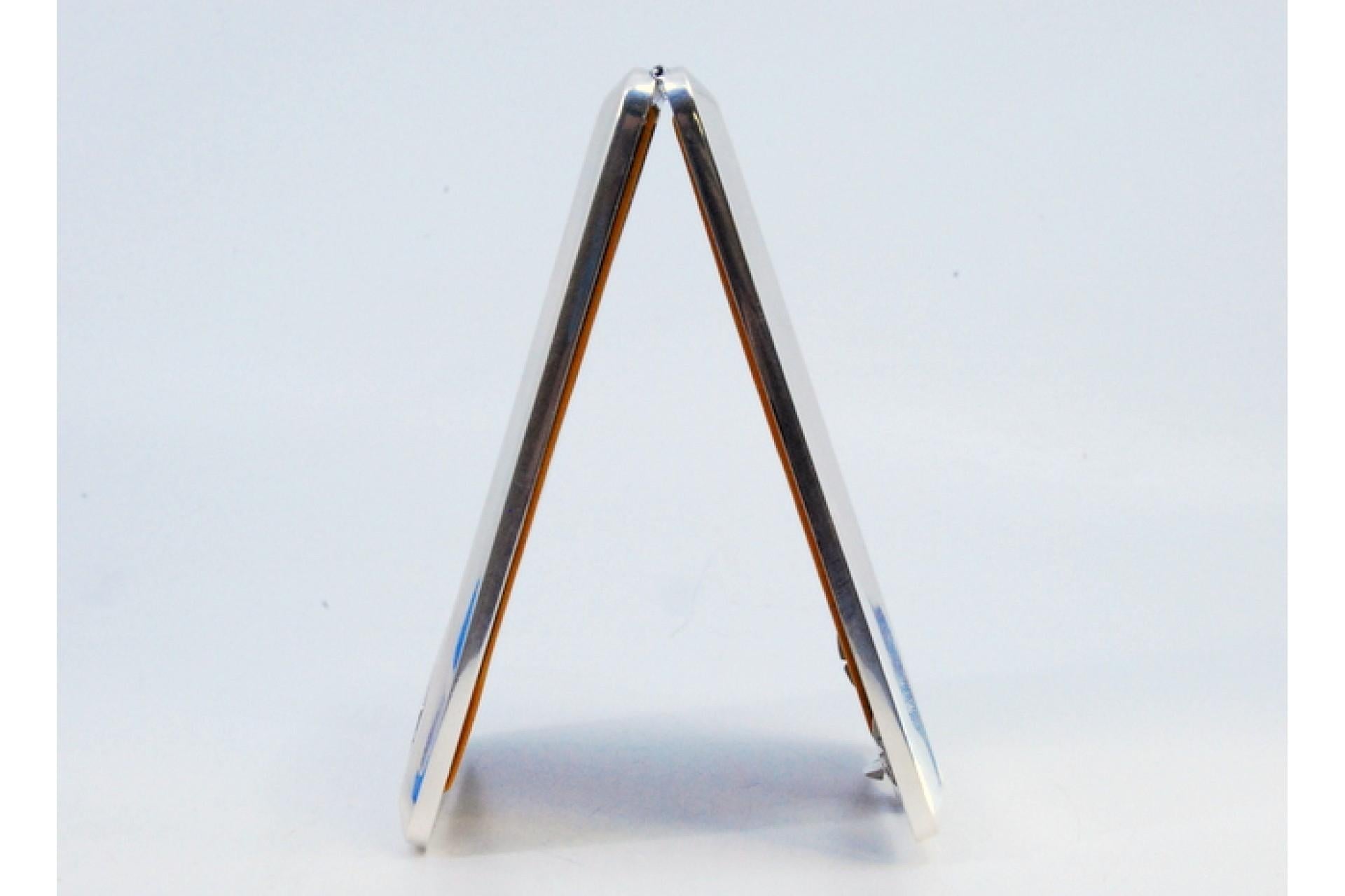 European Silver case with engravings around monogram, holder inside and hinged lid For Sale