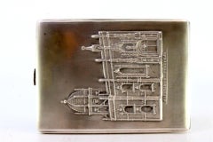 Silver case with Jerónimos Monastery relief and gold interior