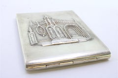 Silver case with Tomar Convent relief on lid and gold interior