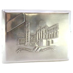 Silver case with University of Coimbra relief, monogram and gold interior