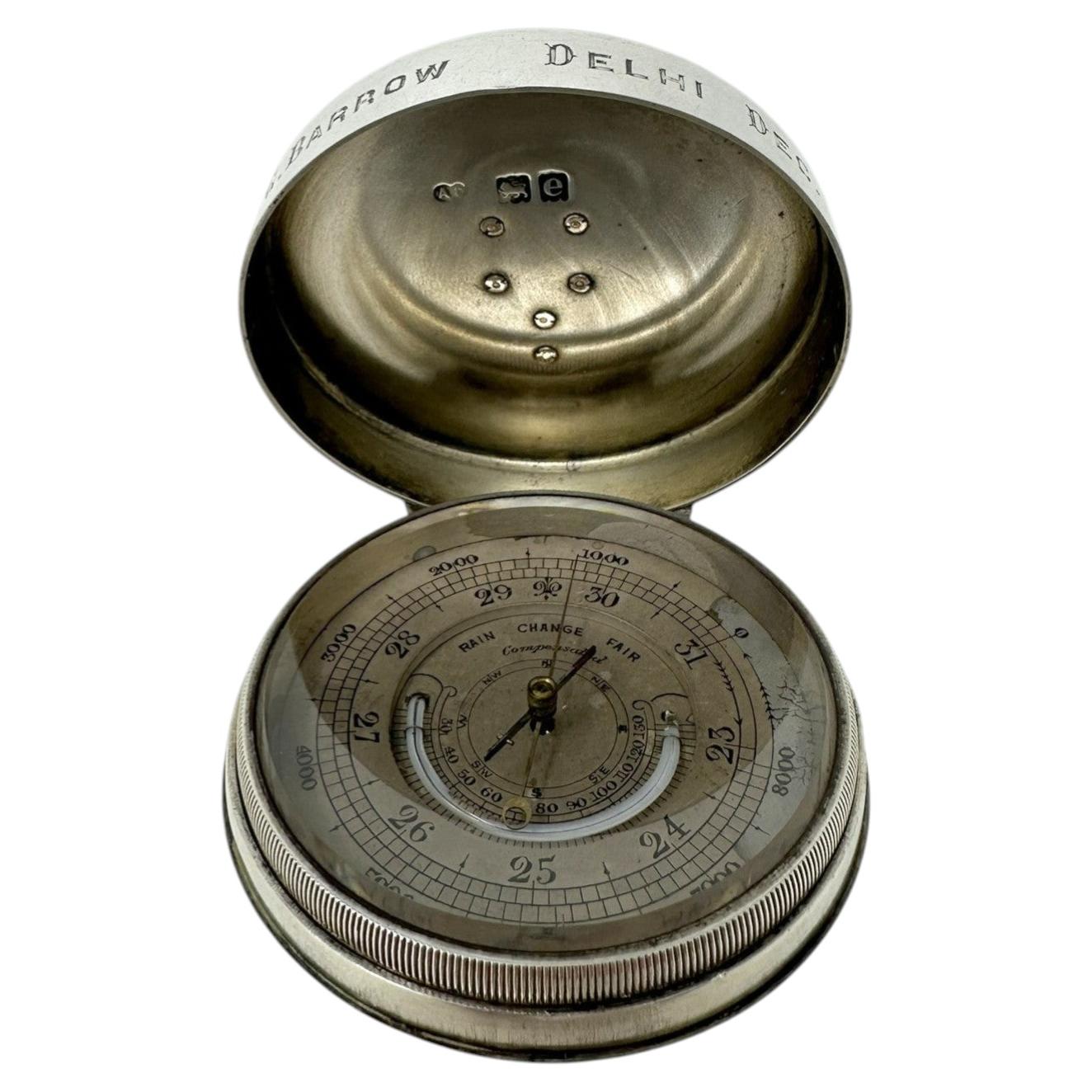 Silver Cased Compensated Weather Barometer Superb Royal Provenance Alfred Clark