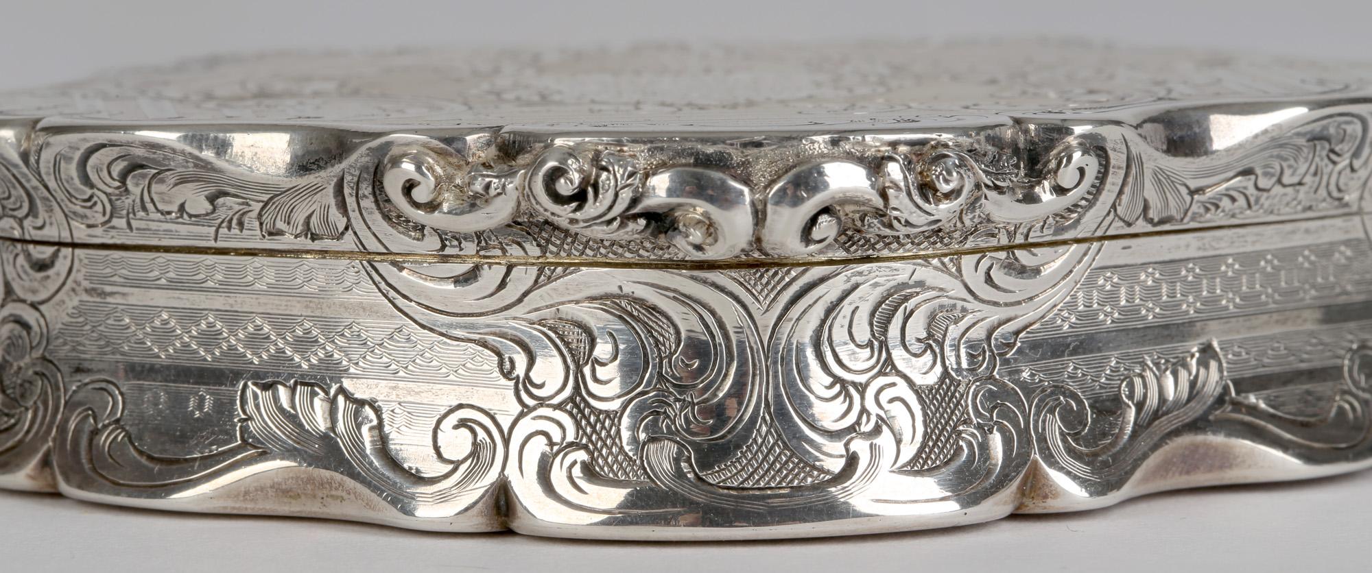 Early Victorian Silver Cased Military Interest Presentation Snuff Box 1847 For Sale