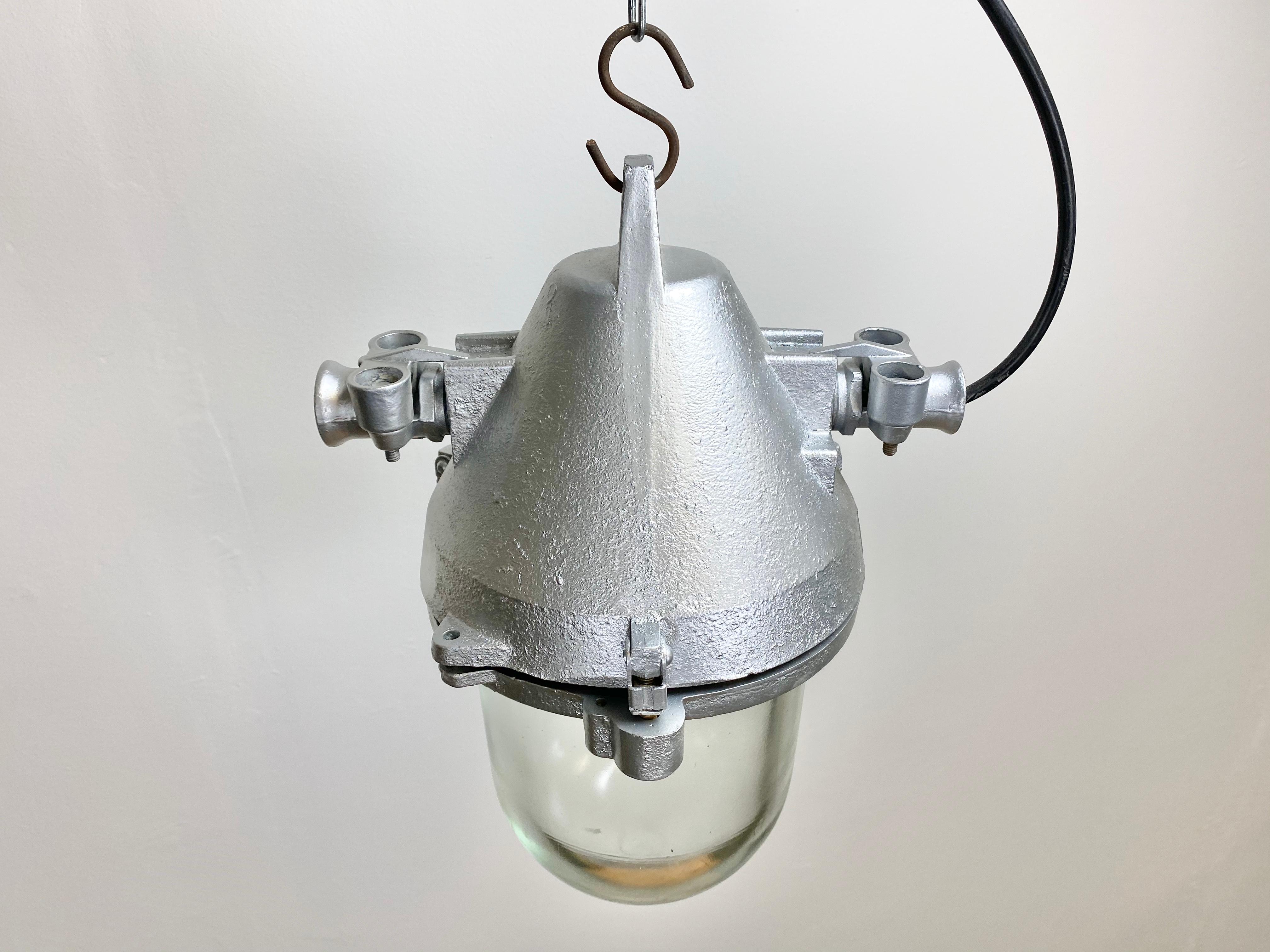 Industrial Silver Cast Aluminium Explosion Proof Lamp, 1960s