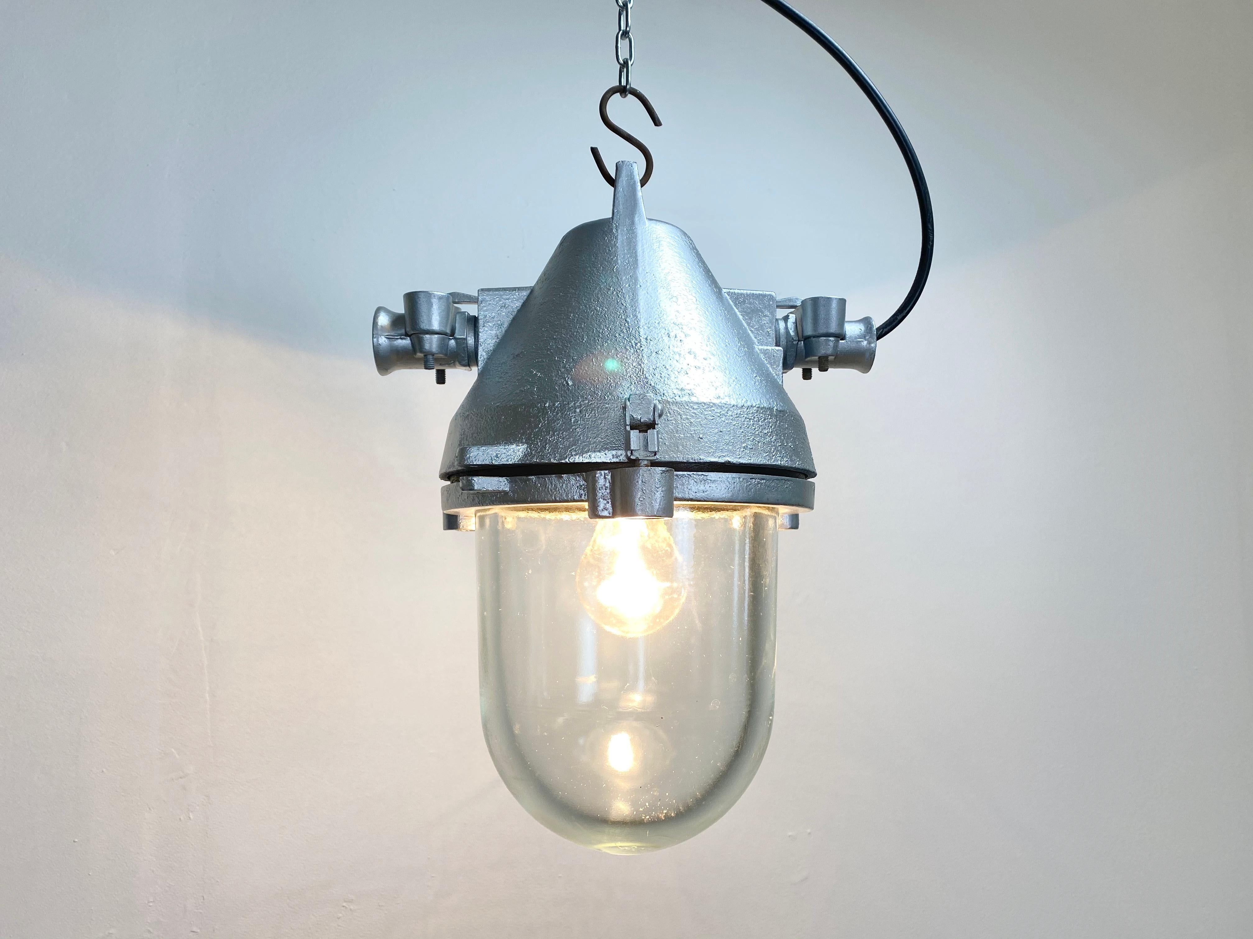 Silver Cast Aluminium Explosion Proof Lamp, 1960s In Good Condition In Kojetice, CZ