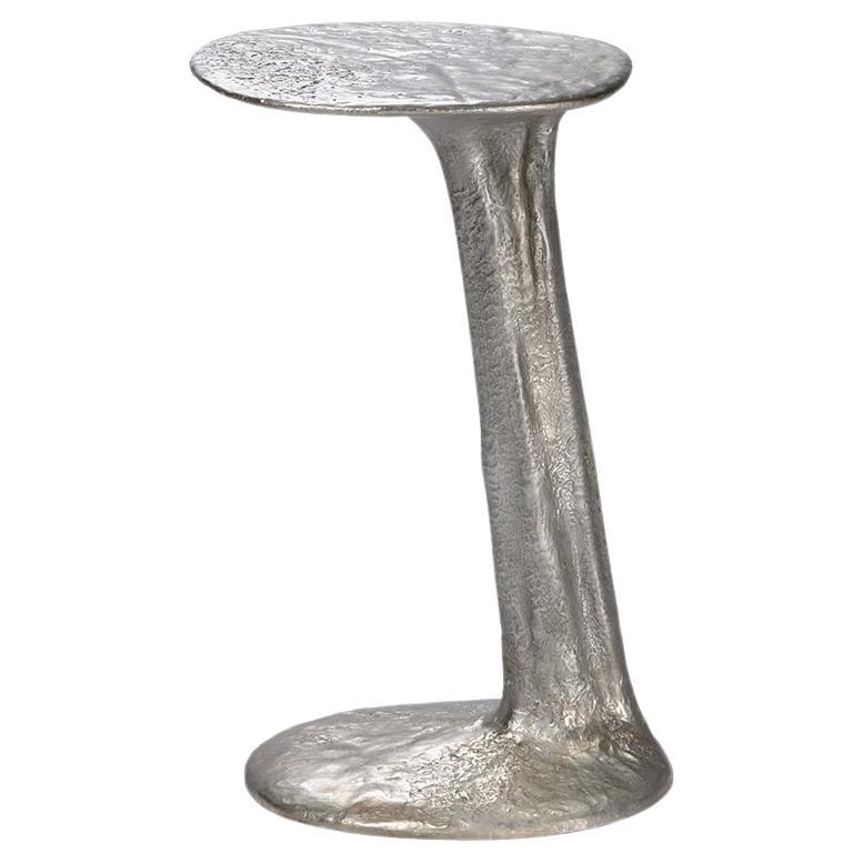 Silver Cast Brass Lava Small Side Table by Atelier V&F  For Sale