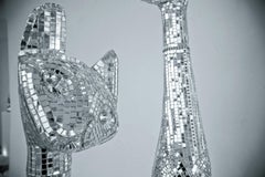 Silver Cat Tall Sculpture