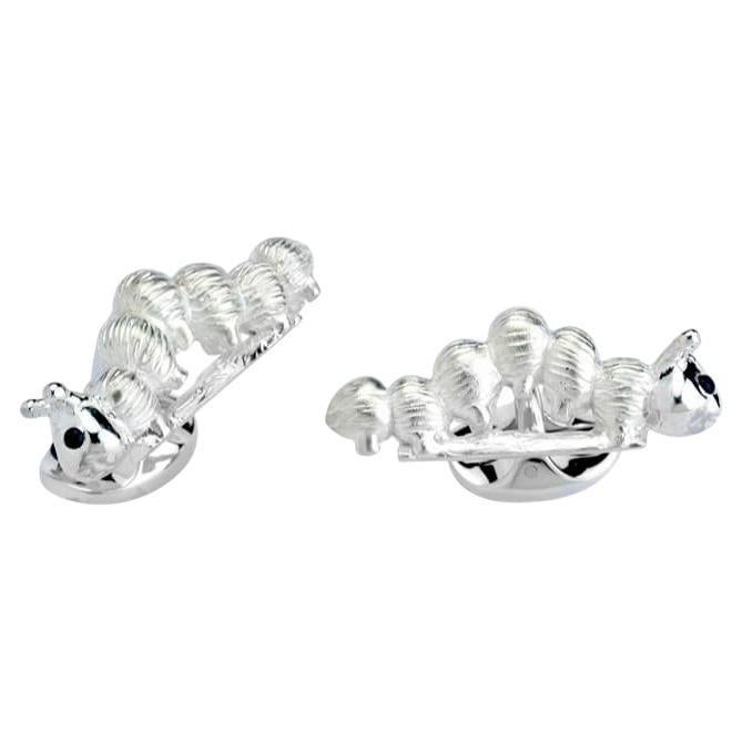 Silver Caterpillar with Sapphire Eyes by Deakin & Francis