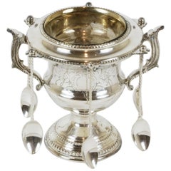 Silver Caviar Bowl with Spoons