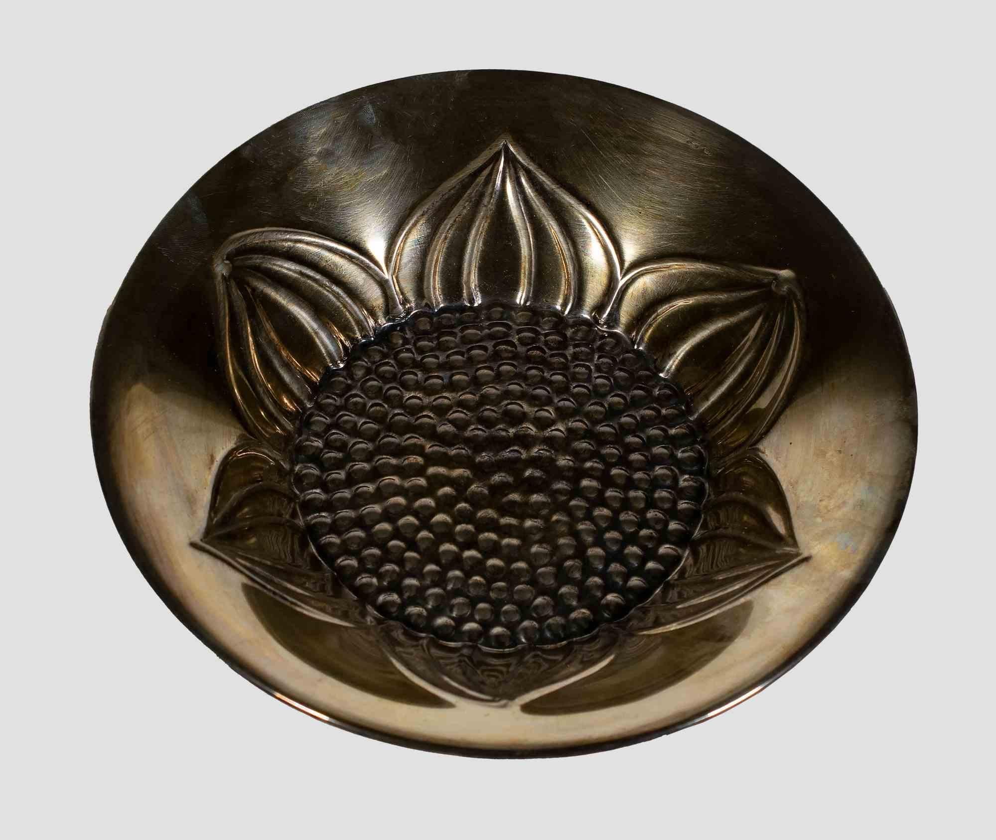 European Silver Centrepiece with Sunflower, Mid-20th Century For Sale