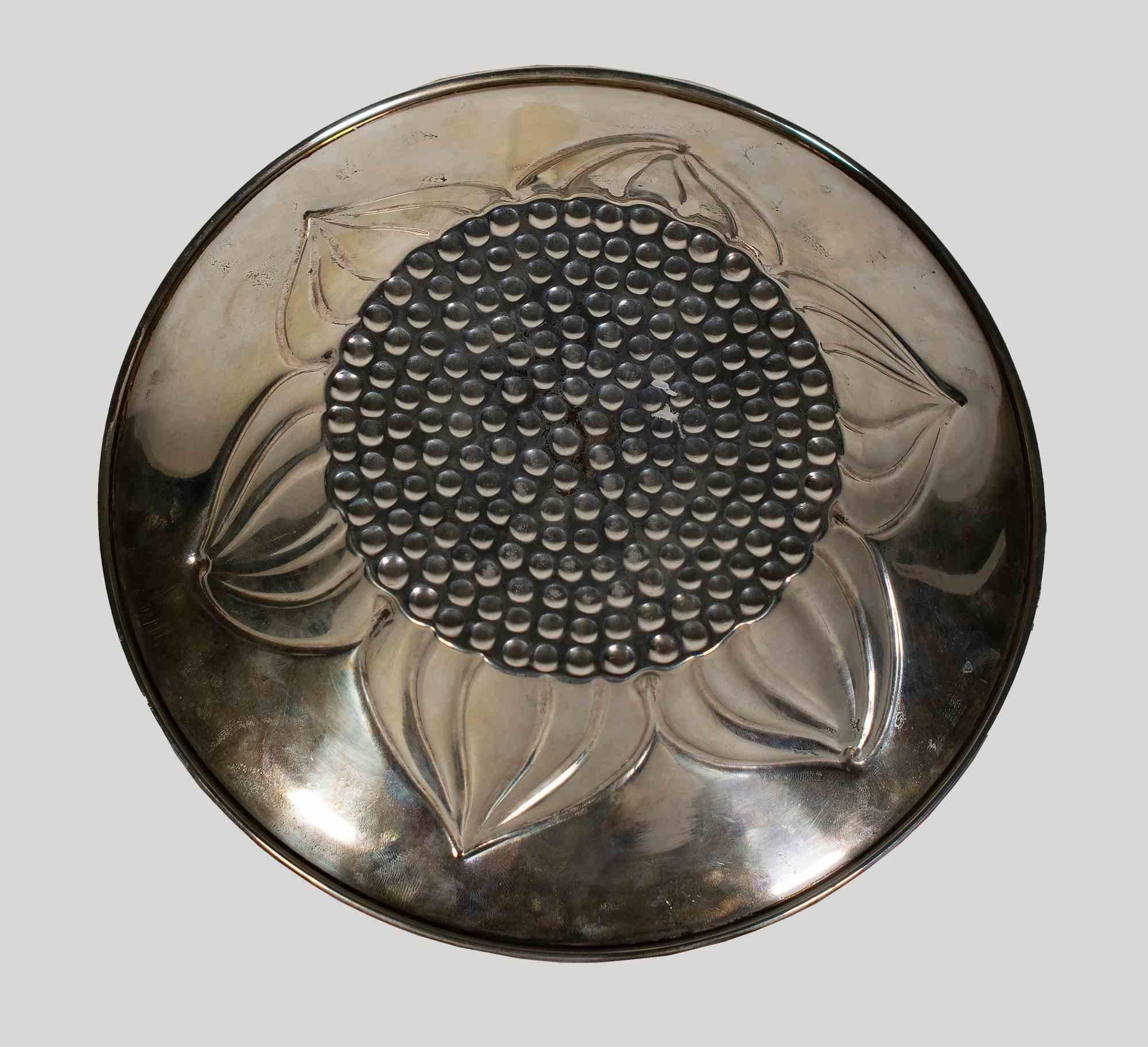 Silver Centrepiece with Sunflower, Mid-20th Century In Good Condition For Sale In Roma, IT