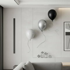 Silver Ceramic Balloon Wall Sculpture - Handmade by ArtArsouf