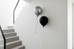 Metallic Silver Ceramic Balloon Wall Sculpture - by ArtArsouf