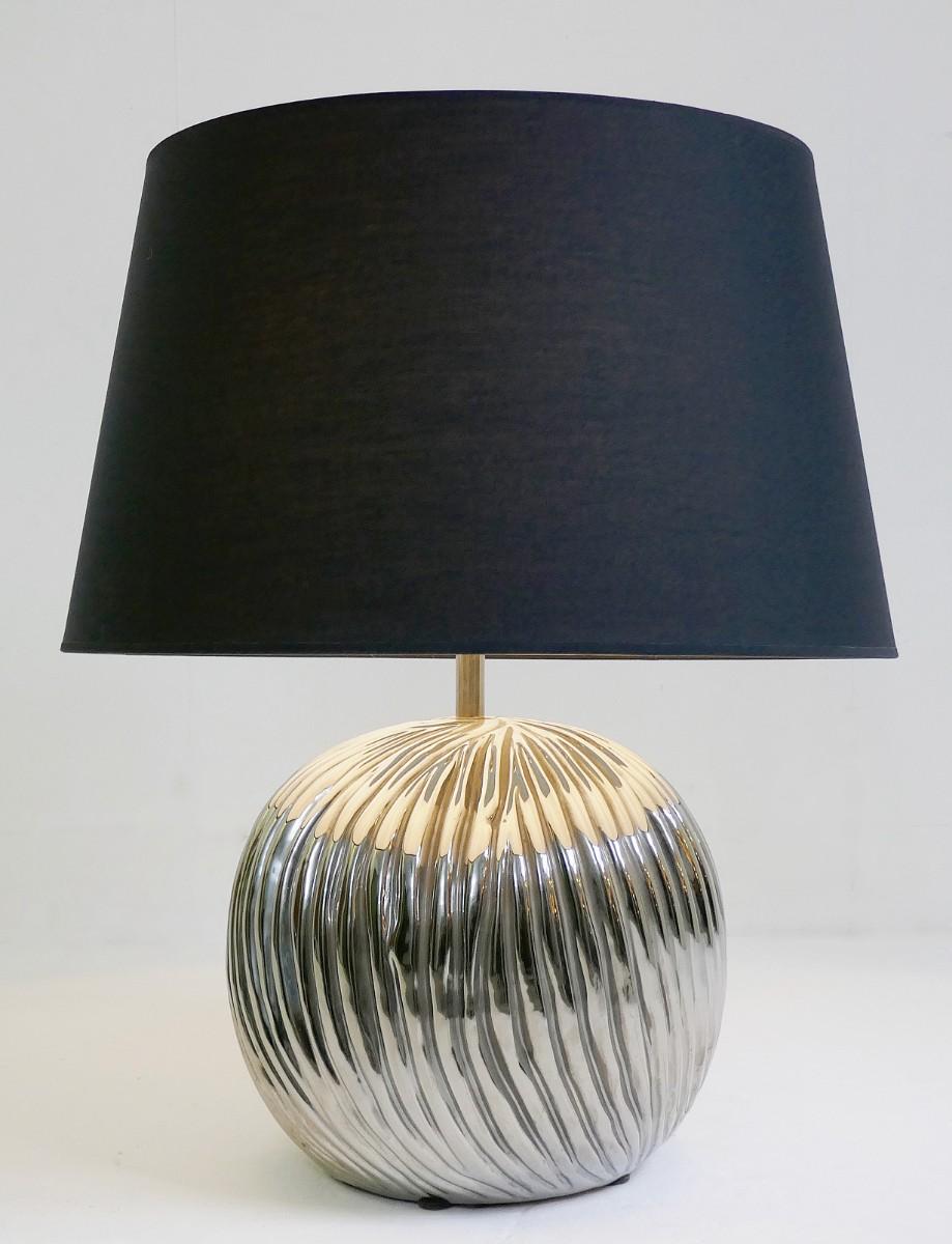 Silber-Keramik-Tischlampe - 1970er Jahre (Moderne der Mitte des Jahrhunderts) im Angebot