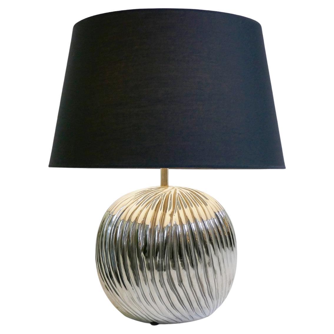 Silber-Keramik-Tischlampe - 1970er Jahre