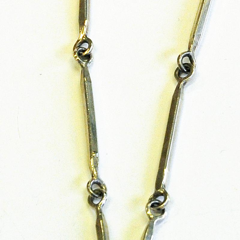 Vintage Silver Necklace with Glass Pendant by Bengt Liljedahl 1959, Sweden 2
